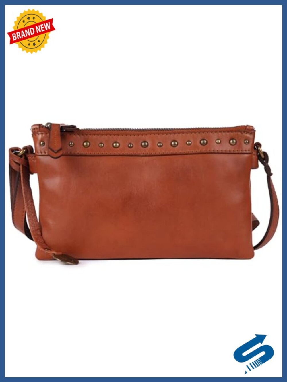 Genuine Italian Leather Boho Studded Crossbody Sling Bag